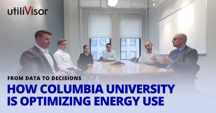 Columbia University engineers sitting at a conference table with utiliVisor team