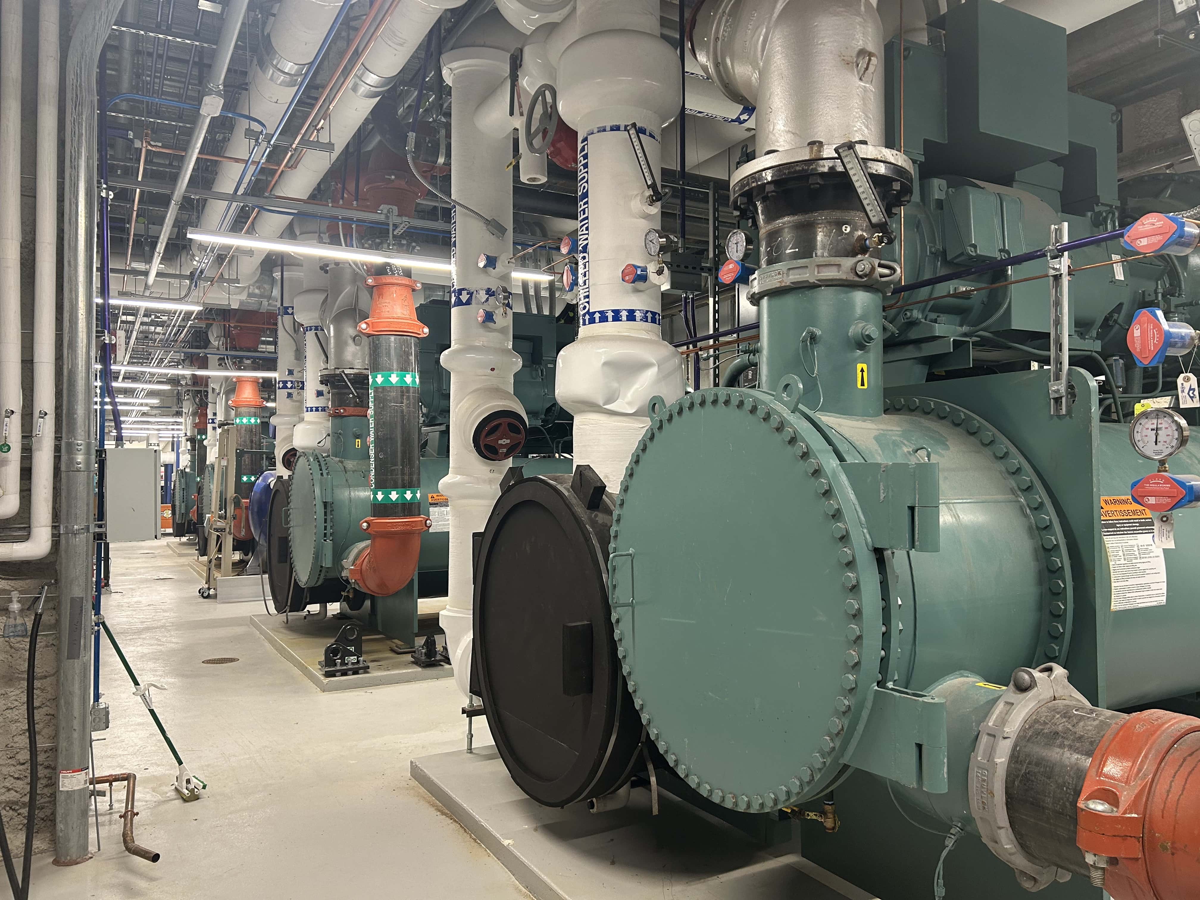Some the water chillers in the energy plant at Valley Hospital. Source: utiliVisor